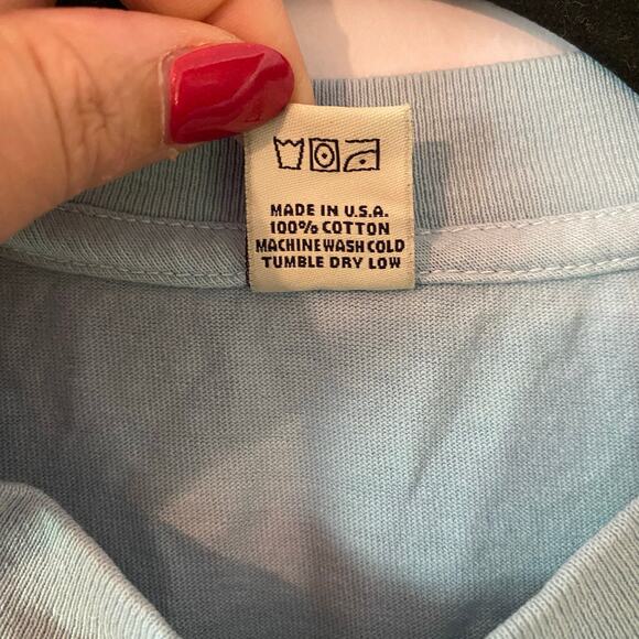 Sporty & Rich Women's size Medium Light Blue 100% Cotton T-Shirt Crewneck - Picture 3 of 9